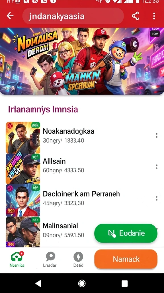 jktok - Menu permainan yang mudah dinavigasi.